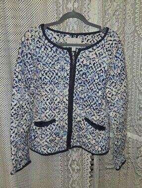 Hinge Quilted Zip Up Long Sleeve Jacket, Womens Medium